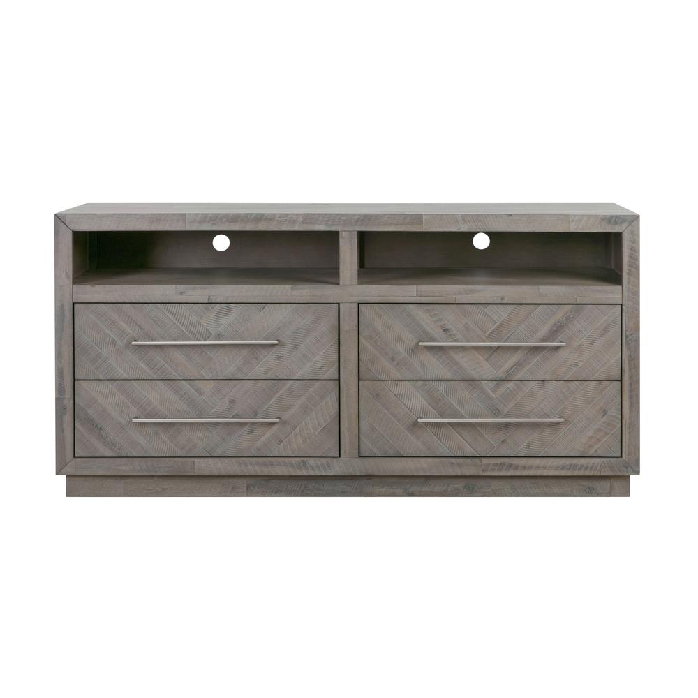 Alexandra Solid Wood 64 inch Media Console in Rustic Latte. Picture 4