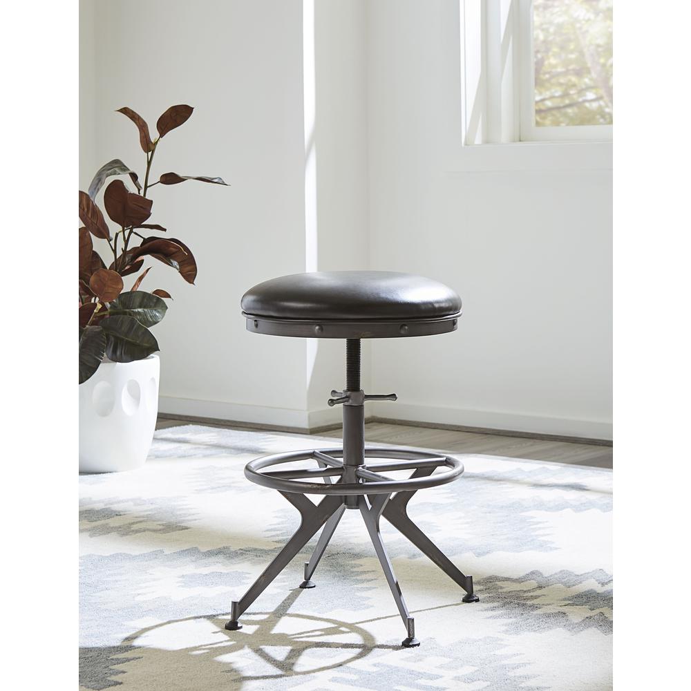 Medici Desk Stool in Charcoal Brown. Picture 1