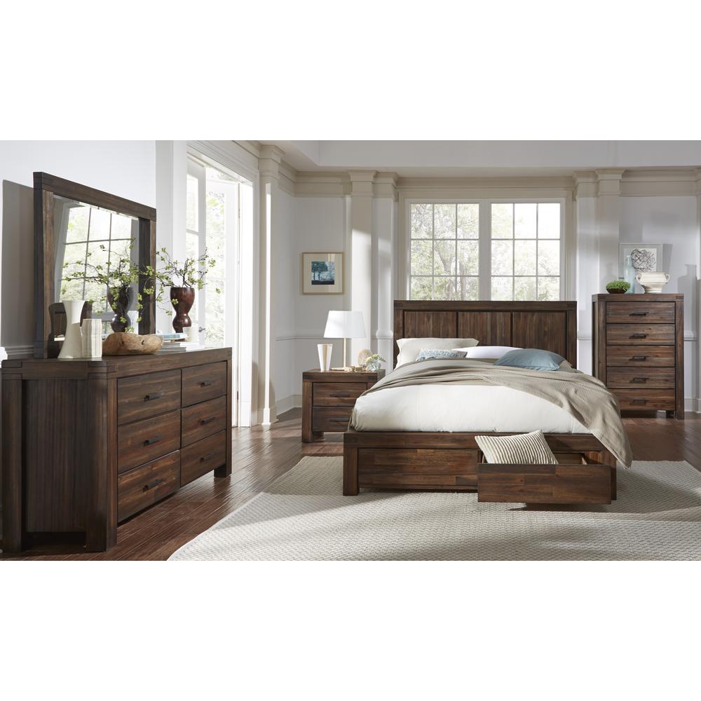 Meadow Two Drawer Solid Wood Nightstand in Brick Brown. Picture 2