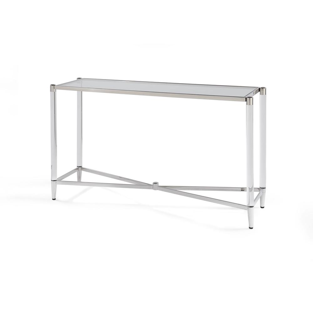 Marilyn Glass Top and Steel Base Rectangular Console Table. Picture 3