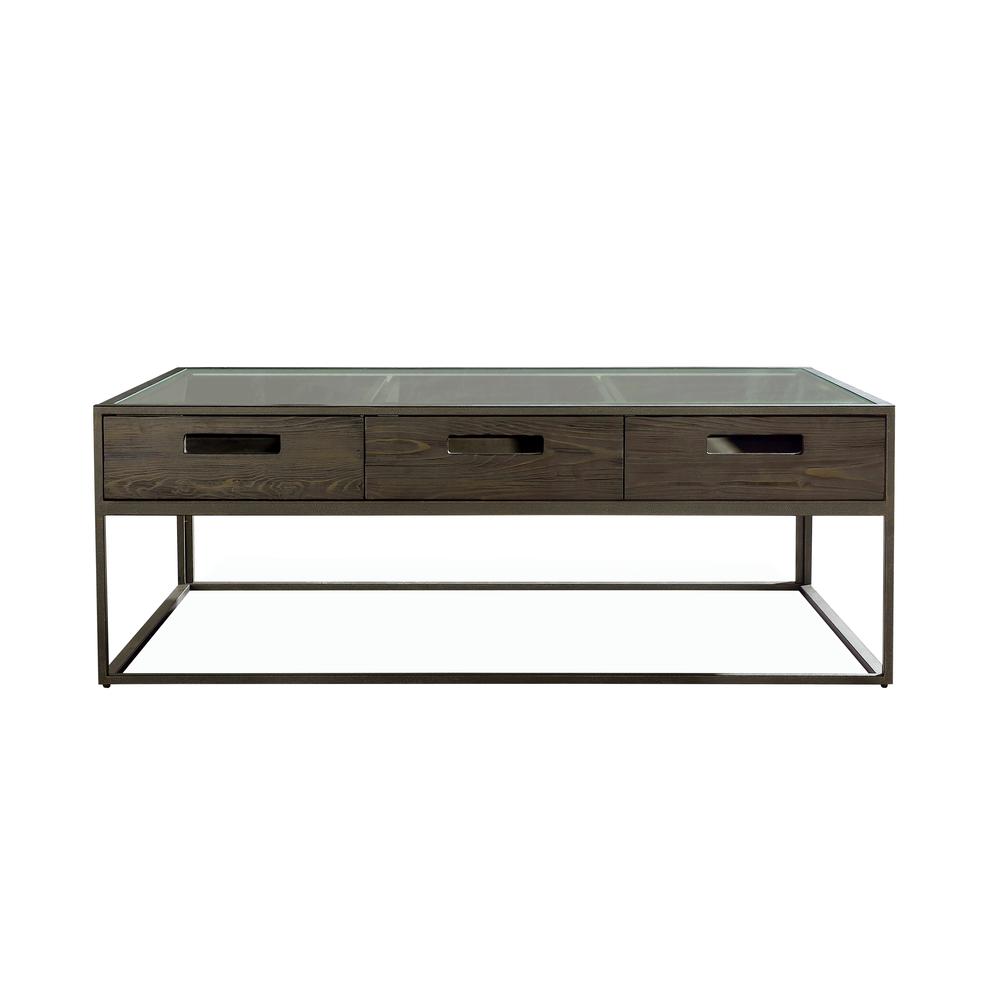 Bradley Three-Drawer Coffee Table in Double Fudge. Picture 6