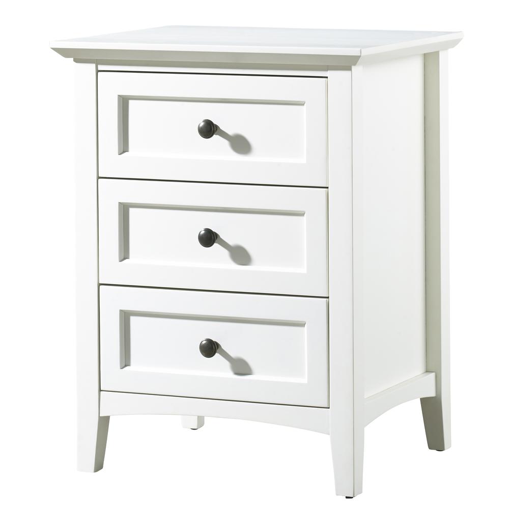 Paragon Three Drawer Nightstand in White. Picture 4