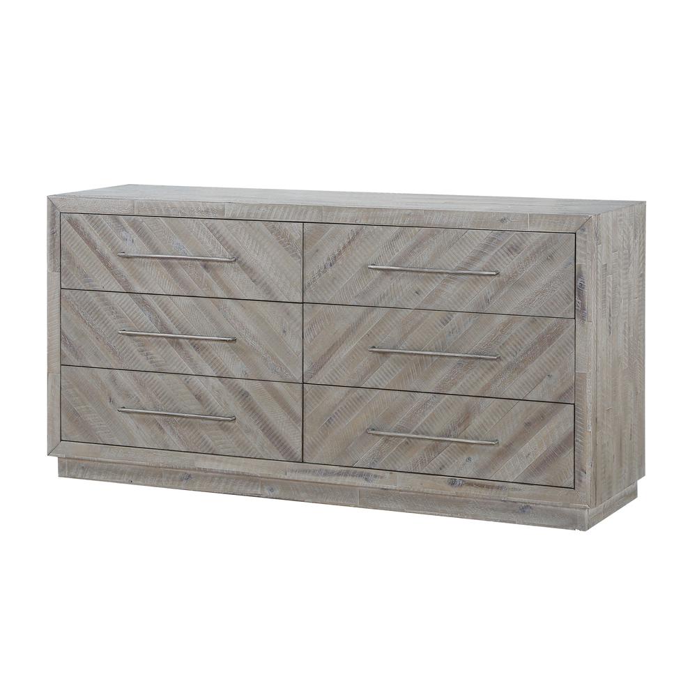 Alexandra Solid Wood Six Drawer Dresser in Rustic Latte (2024). Picture 3