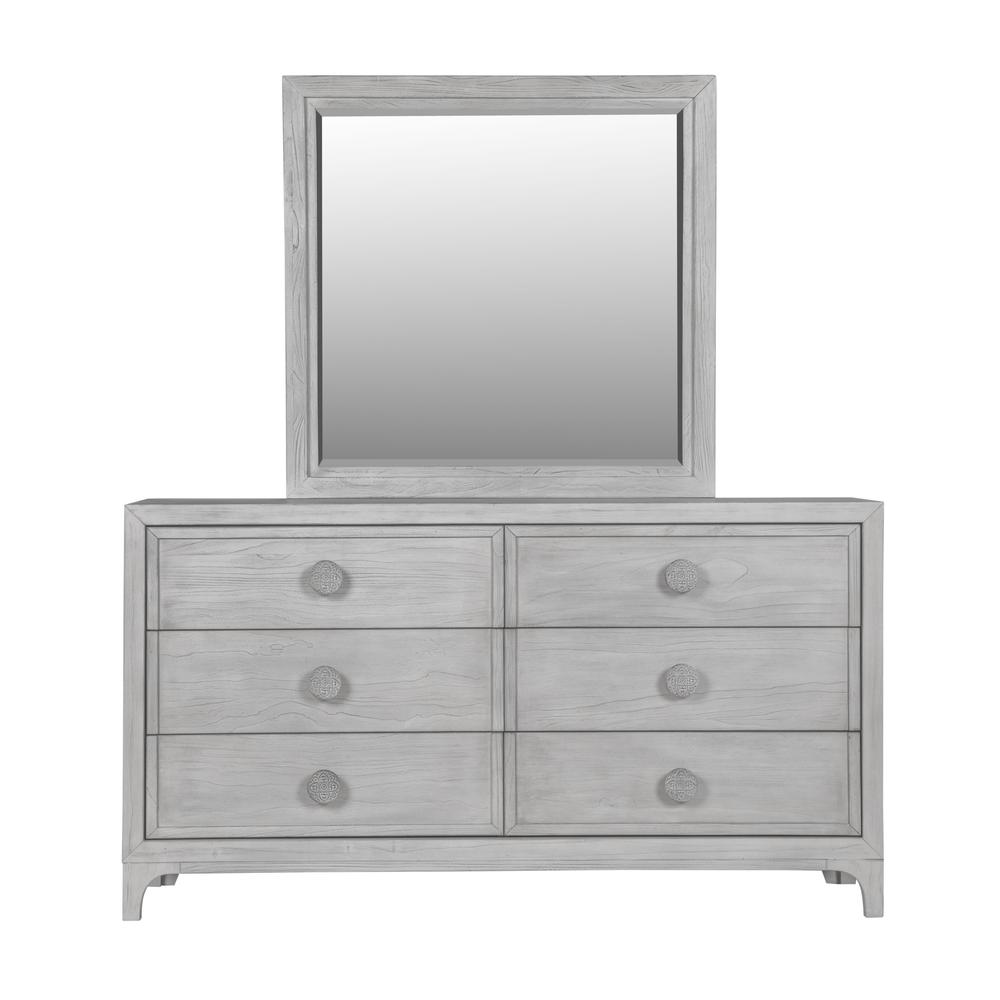 Boho Chic Six-Drawer Dresser in Washed White (2024). Picture 7