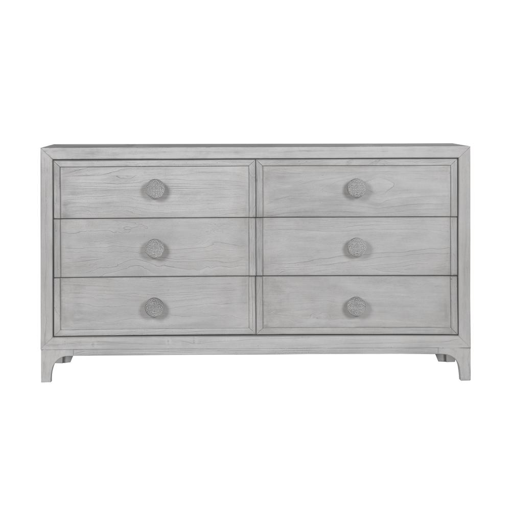 Boho Chic Six-Drawer Dresser in Washed White (2024). Picture 5