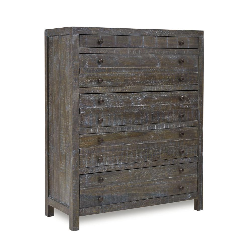 Townsend Solid Wood Five Drawer Chest in Gunmetal (2024). Picture 3