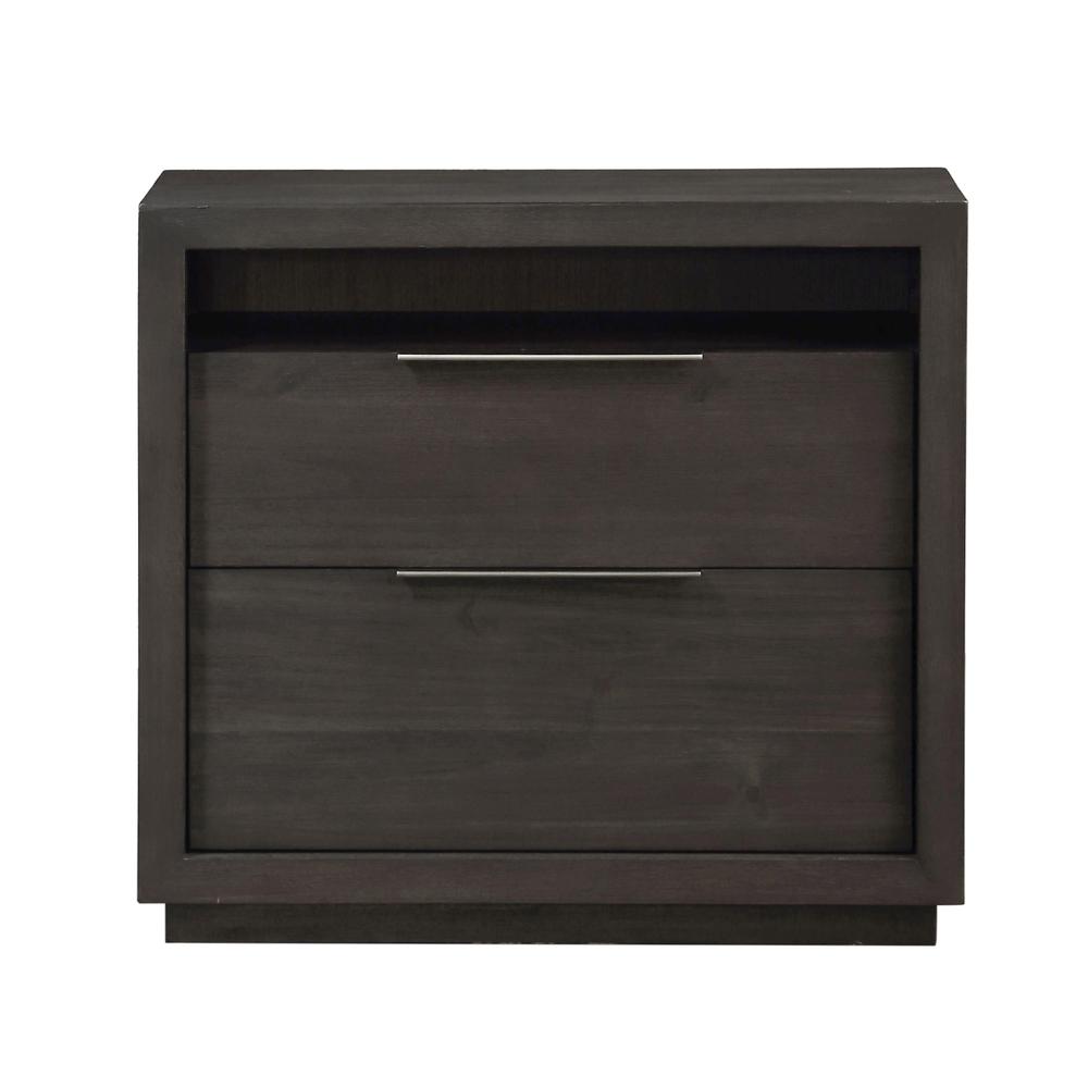 Oxford Two Drawer Nightstand in Basalt Grey. Picture 2