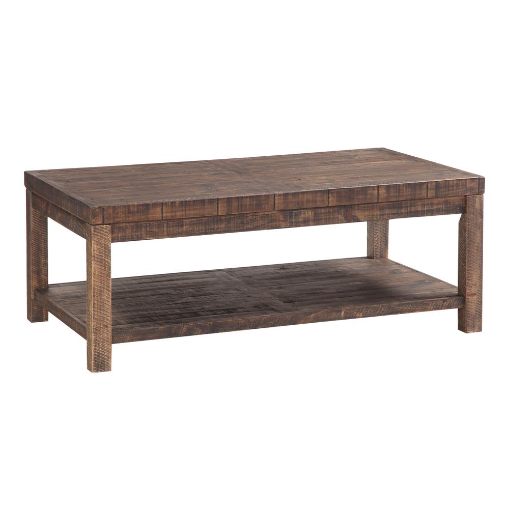 Craster Reclaimed Wood Rectangular Coffee Table in Smoky Taupe. Picture 3