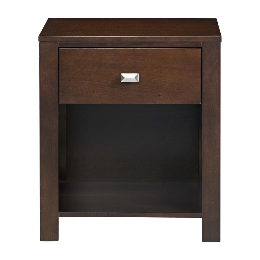 Riva One Drawer Nightstand in Chocolate Brown. Picture 4