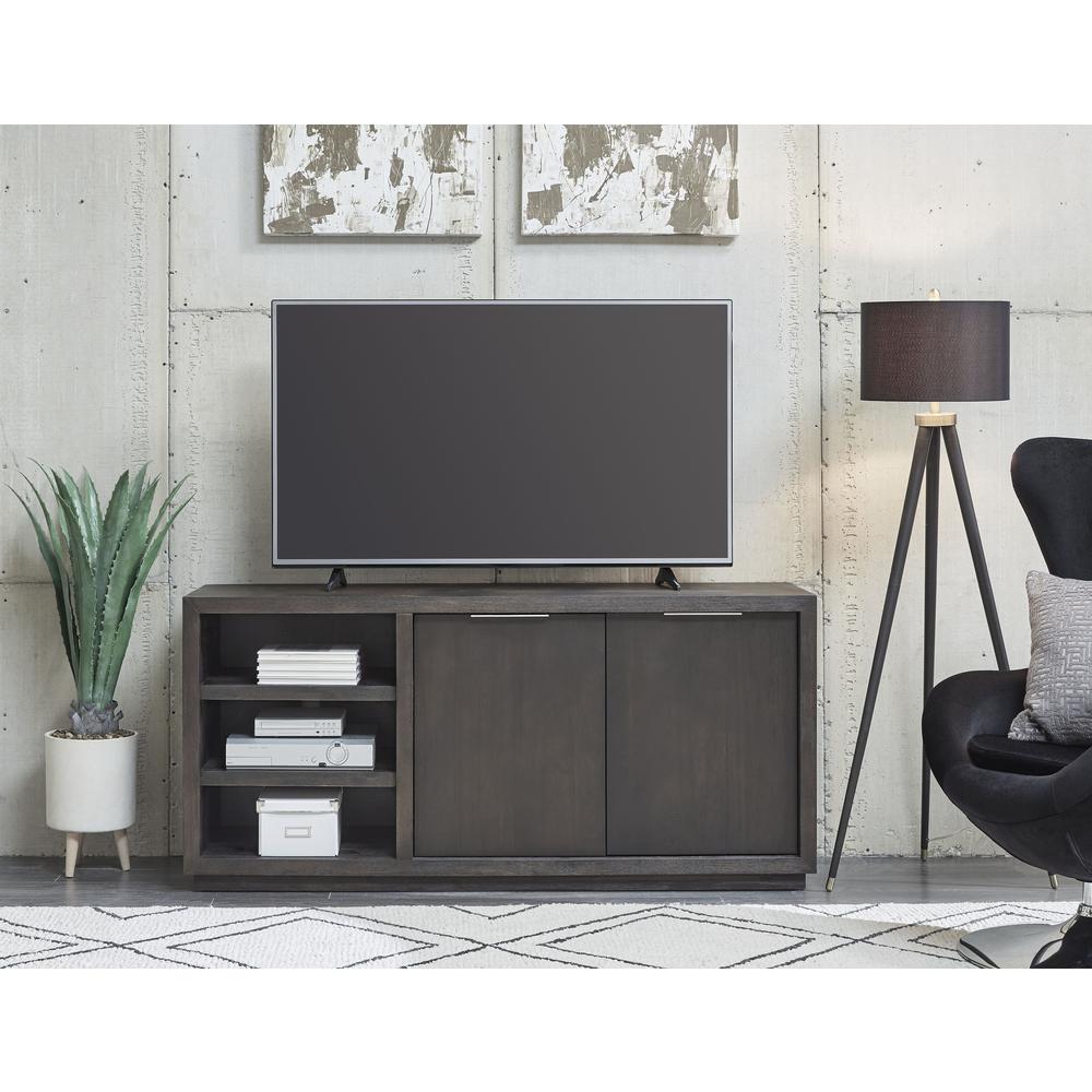 Oxford Solid Wood 64 inch Media Console in Basalt Grey. Picture 1