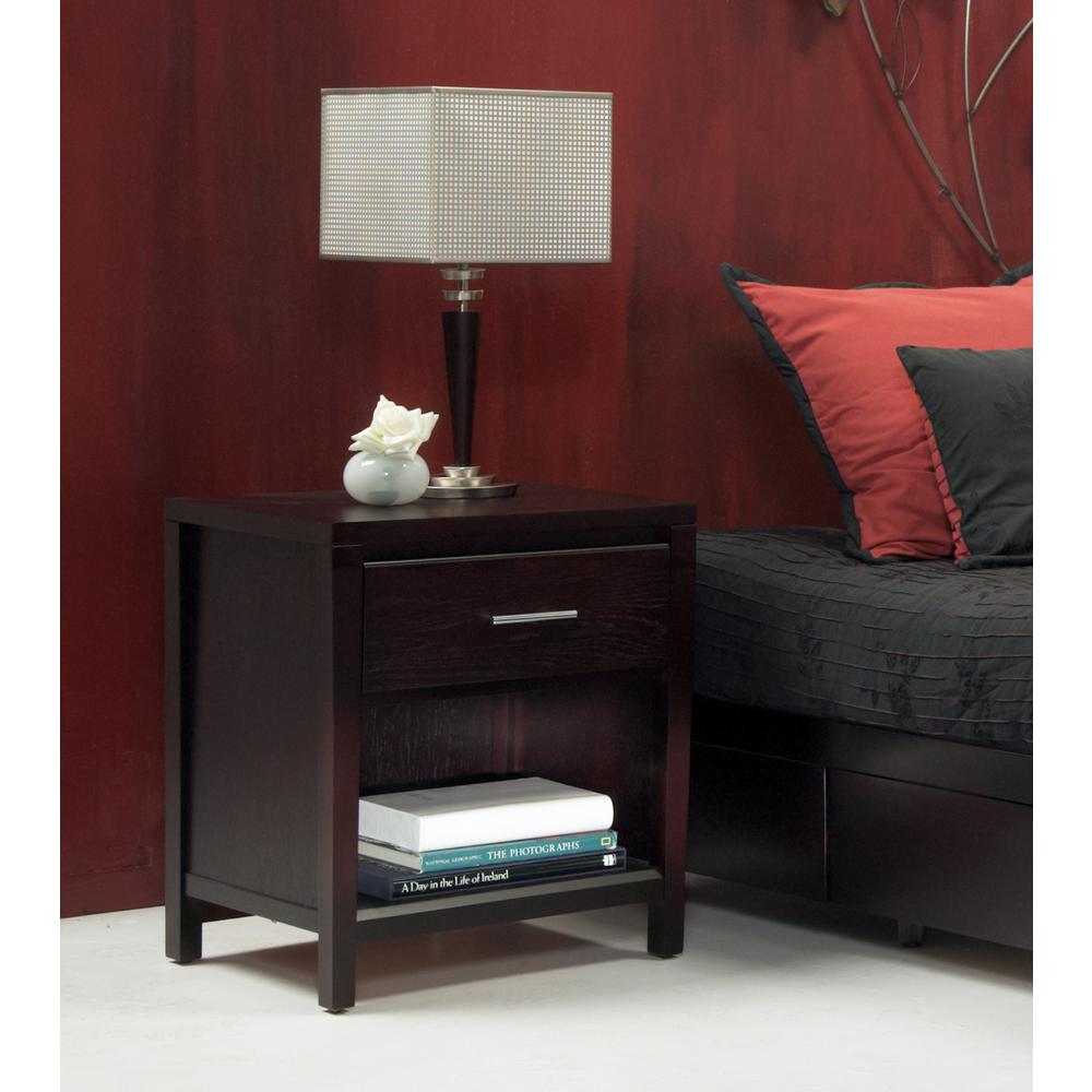 Nevis One Drawer Nightstand in Espresso. Picture 12