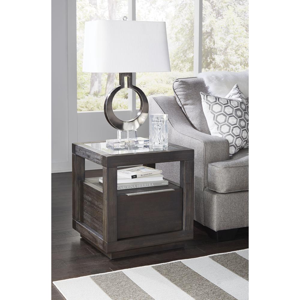 Oxford One Drawer End Table in Basalt Grey. Picture 1