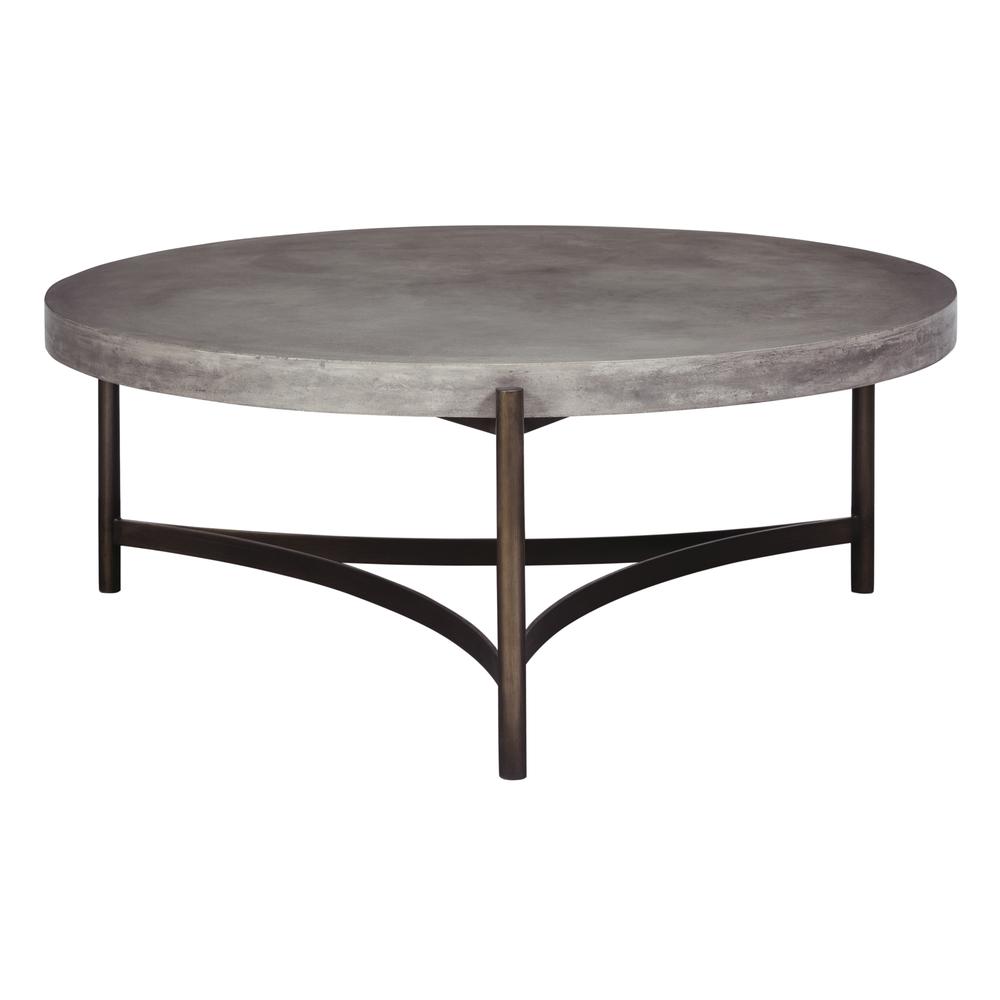 Lyon Round Natural Concrete and Metal Coffee Table. Picture 3