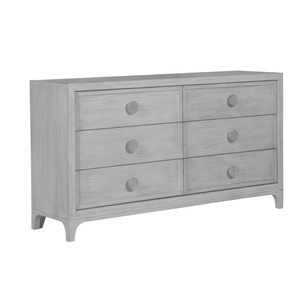 Boho Chic Six-Drawer Dresser in Washed White (2024). Picture 4