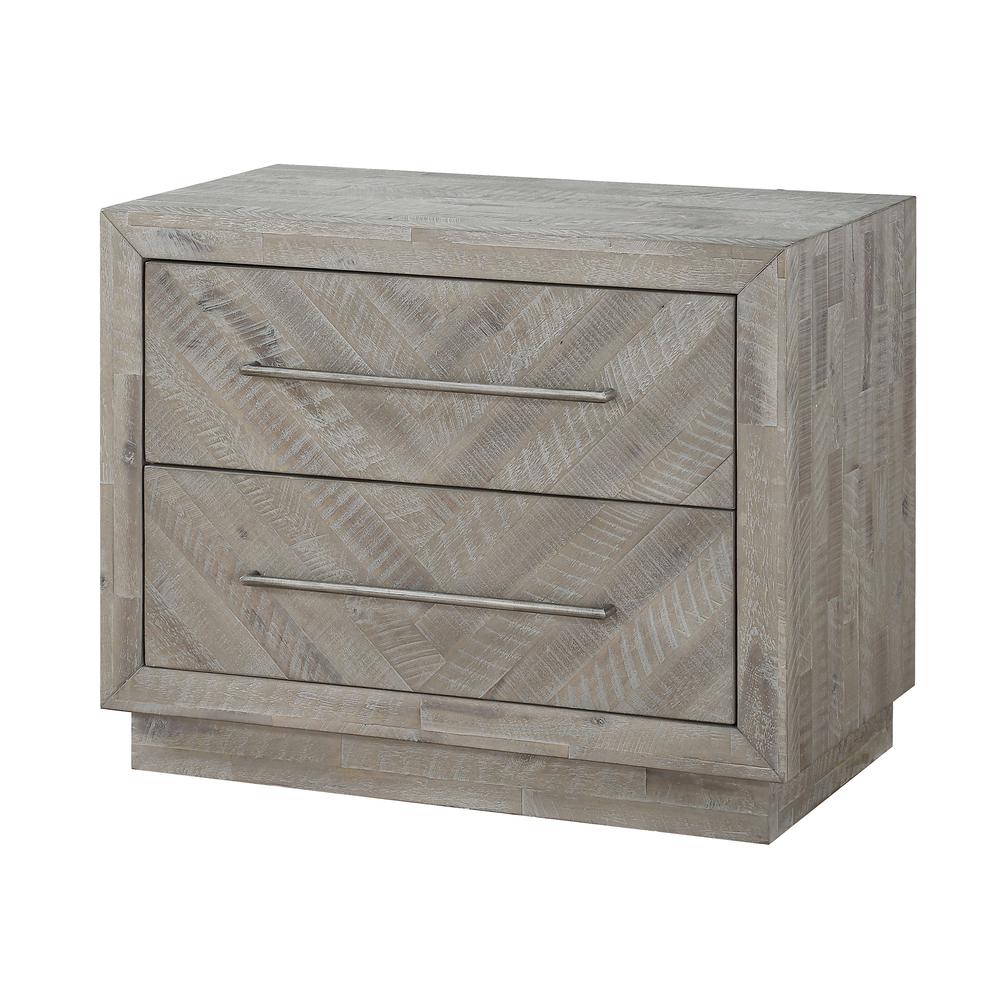 Alexandra Solid Wood Two Drawer Nightstand in Rustic Latte. Picture 3