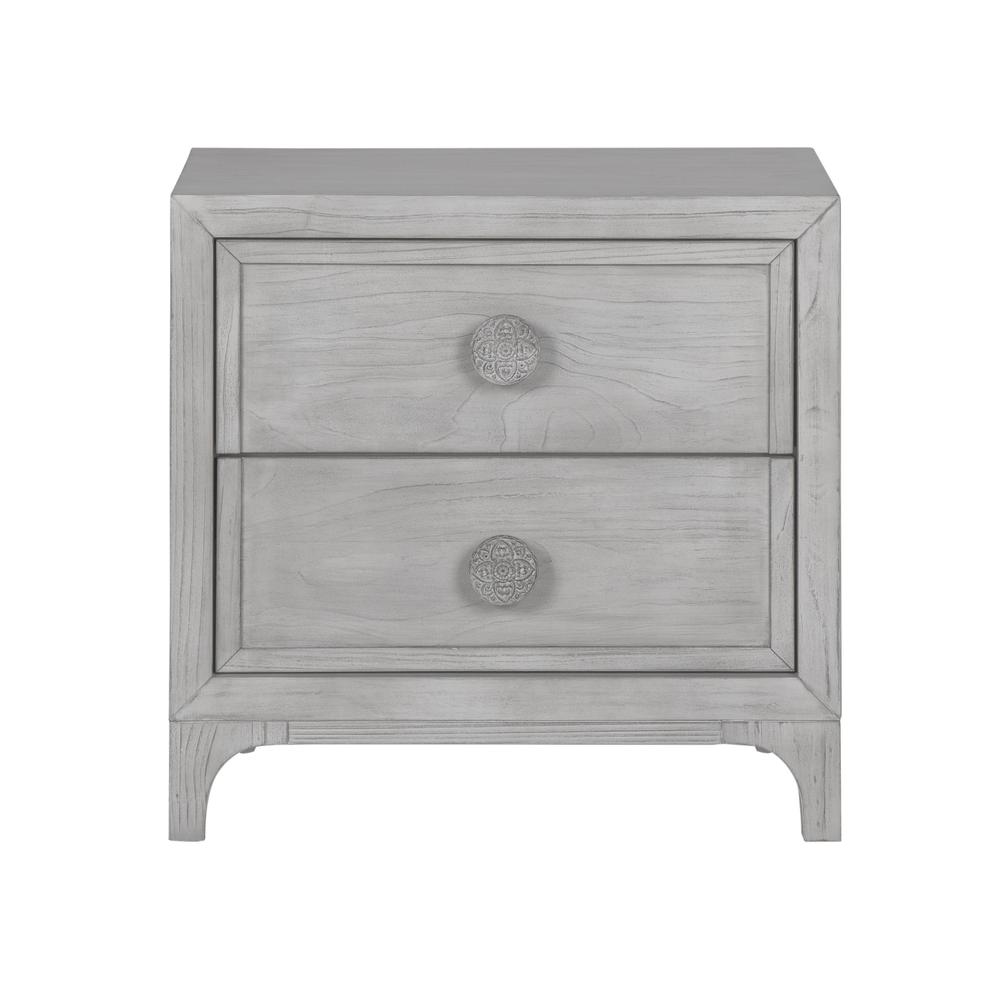 Boho Chic Nighstand in Washed White. Picture 4