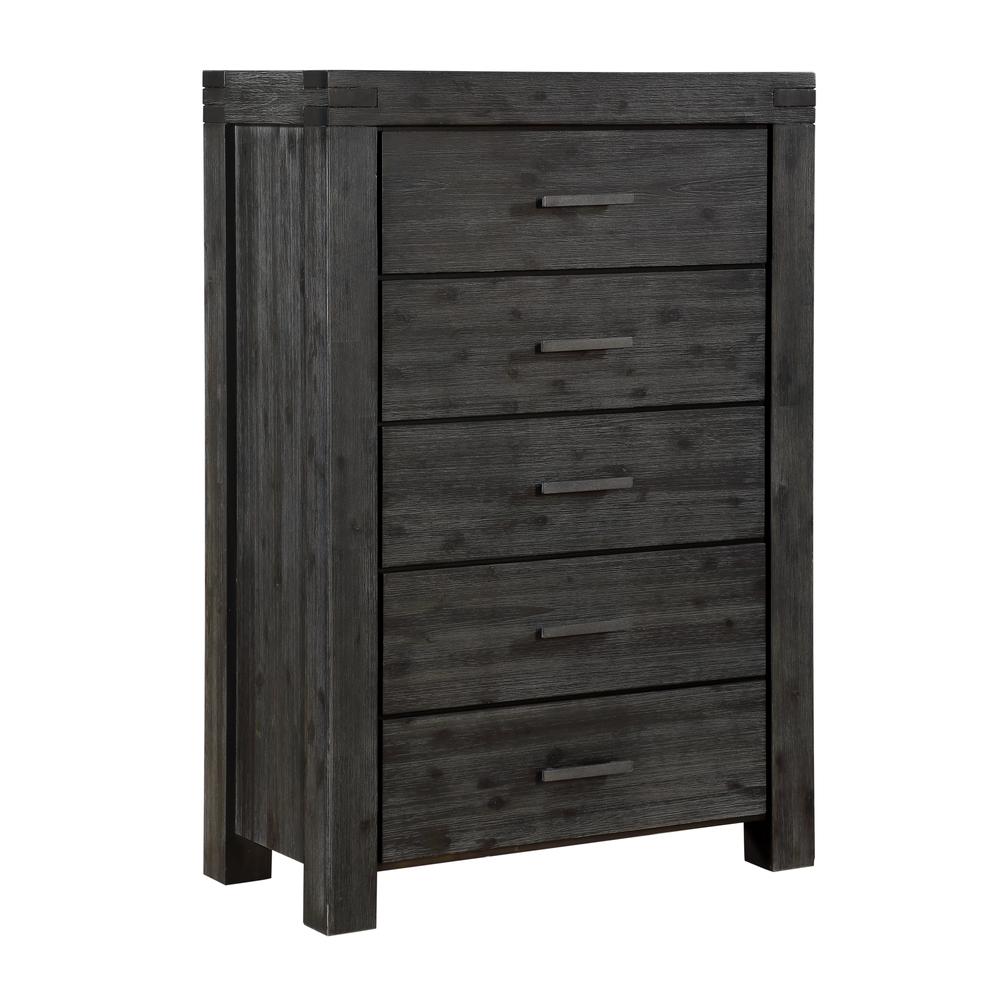 Meadow Five Drawer Solid Wood Chest in Graphite (2024). Picture 3