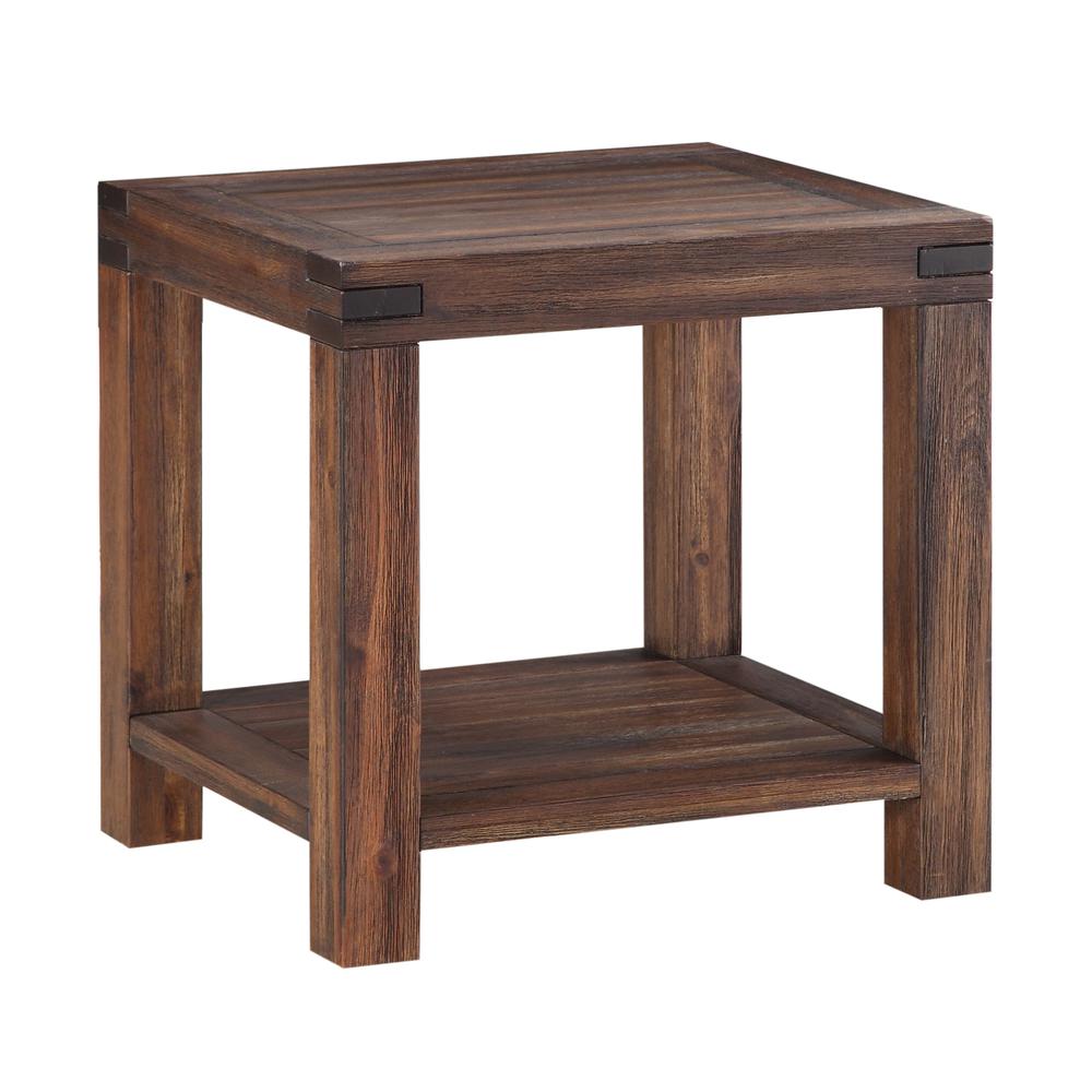 Meadow Solid Wood Rectangular Side Table in Brick Brown. Picture 3