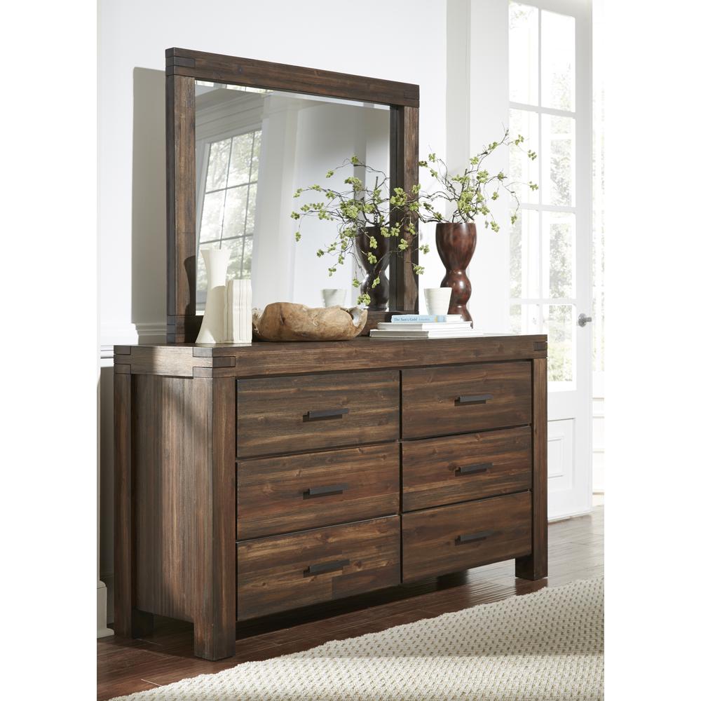 Meadow Six Drawer Solid Wood Dresser in Brick Brown (2024). Picture 4