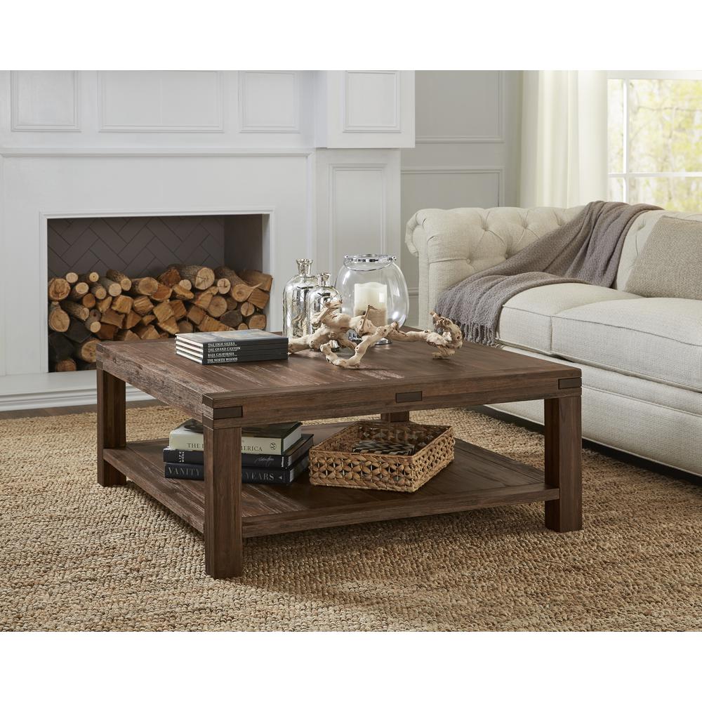 Meadow Solid Wood Square Coffee Table in Brick Brown. Picture 1