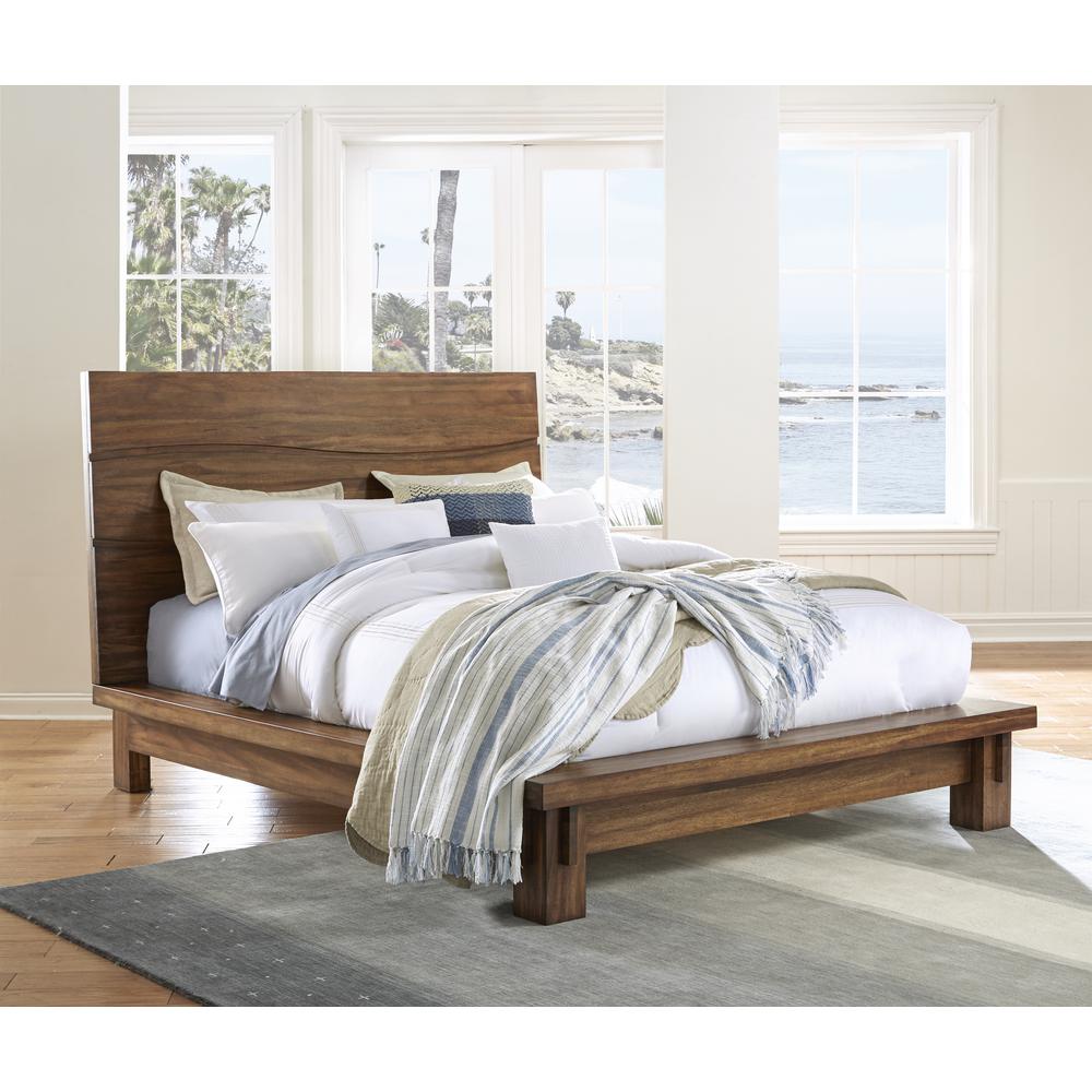 Ocean Solid Wood Platform Bed in Natural Sengon. Picture 1
