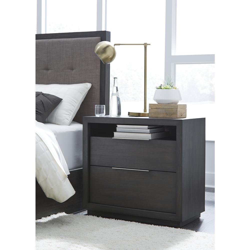 Oxford Two Drawer Nightstand in Basalt Grey. Picture 1