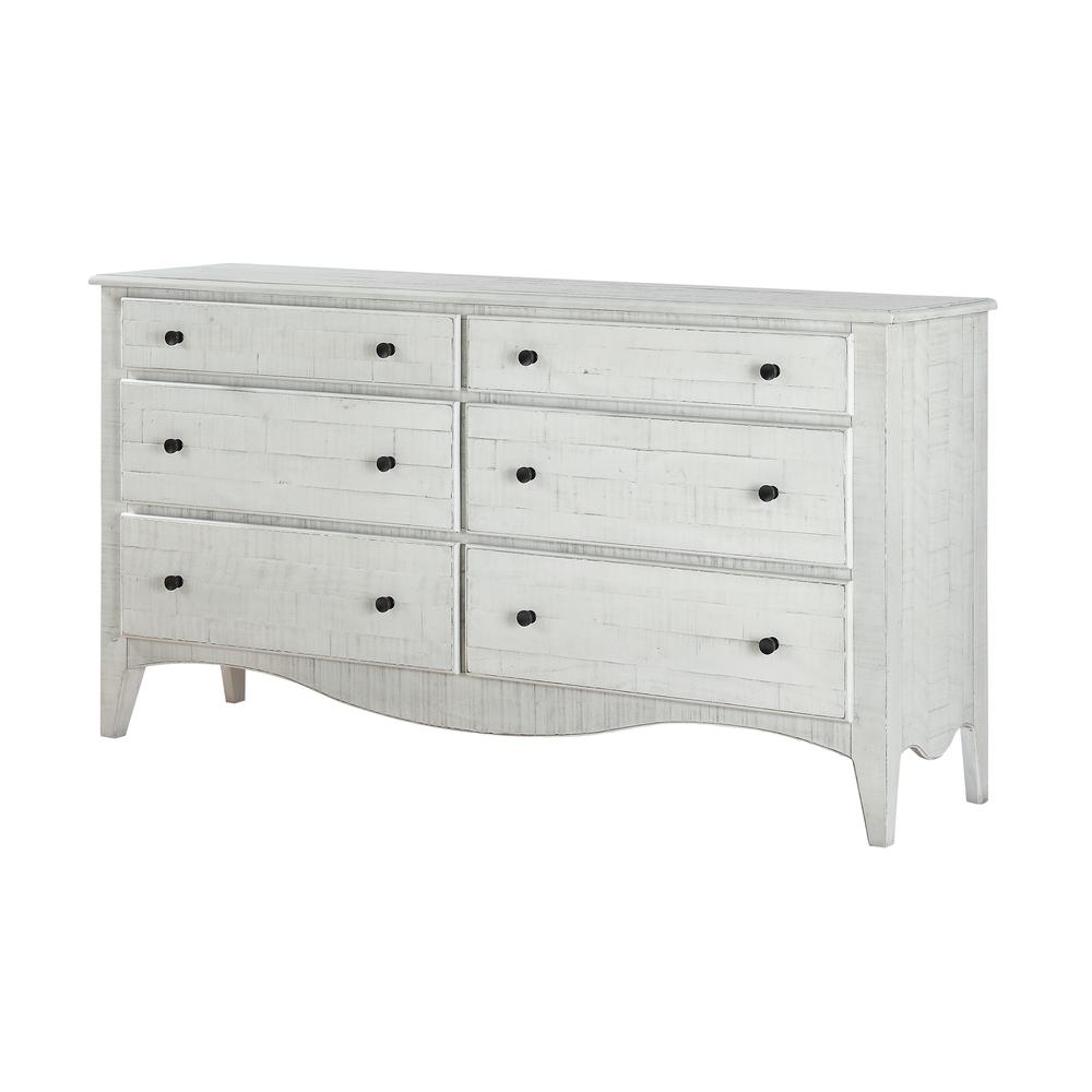 Ella Solid Wood Six Drawer Dresser in White Wash (2024). Picture 3