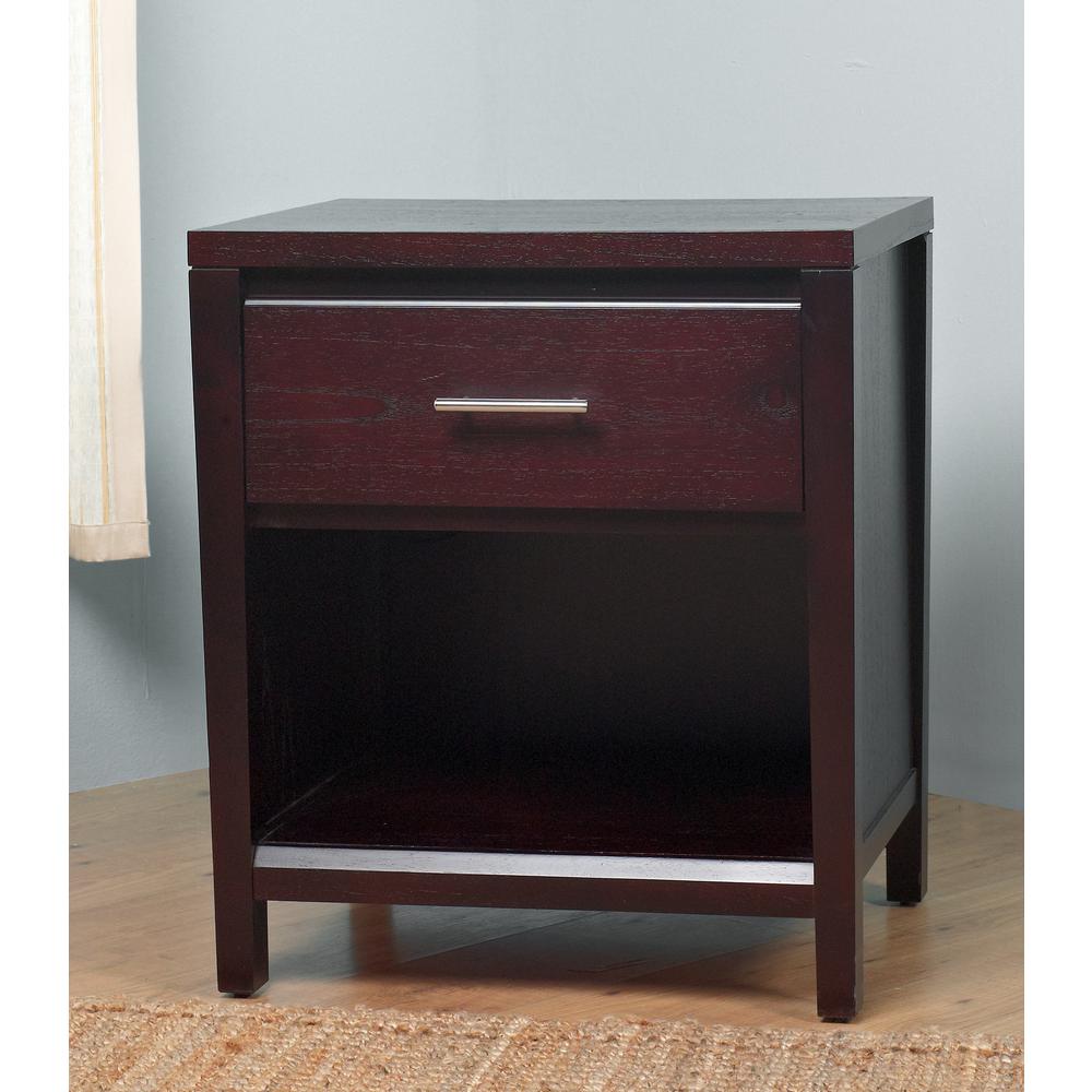 Nevis One Drawer Nightstand in Espresso. Picture 4