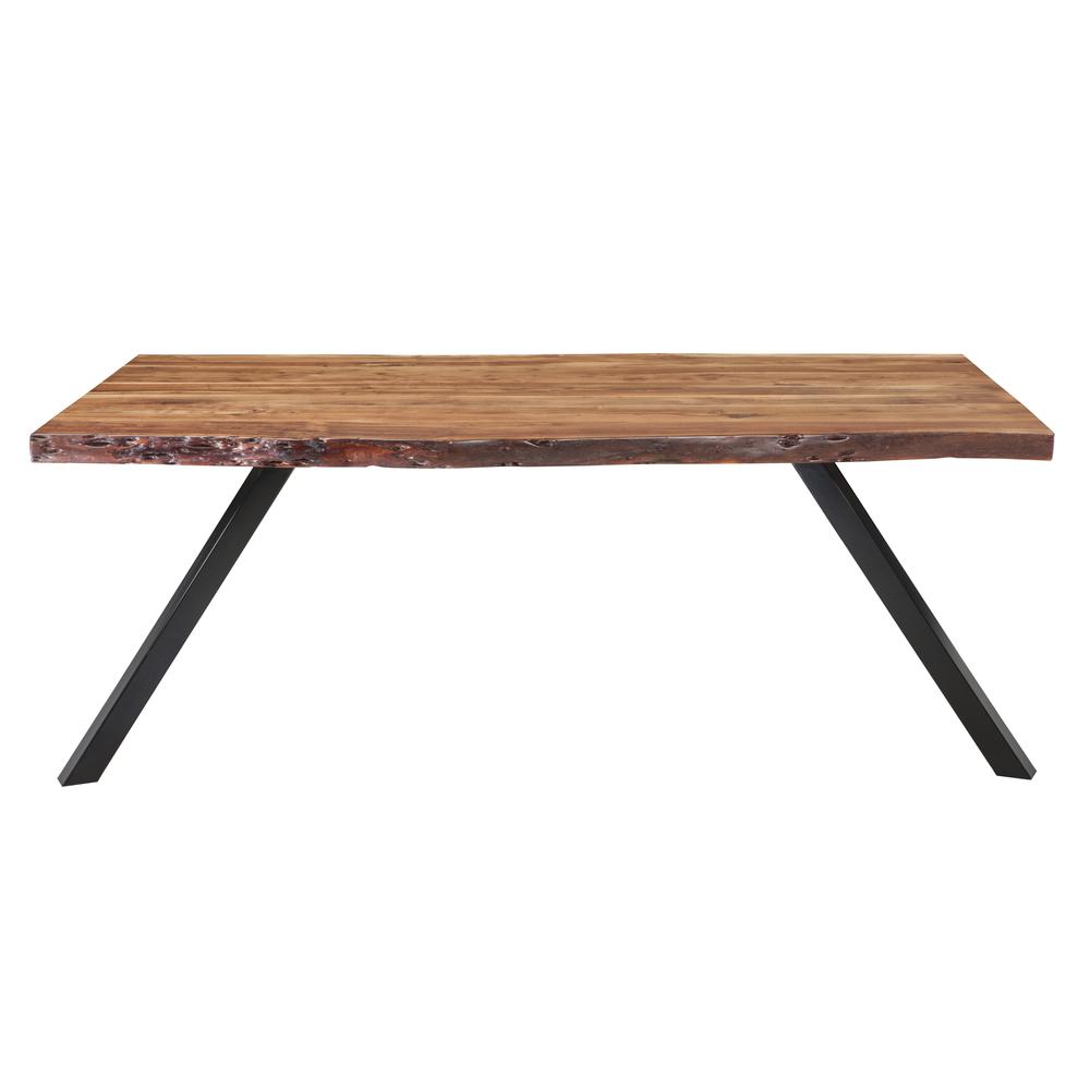 Reese Live Edge Solid Wood Metal Leg Dining Table in Natural Acacia. Picture 5
