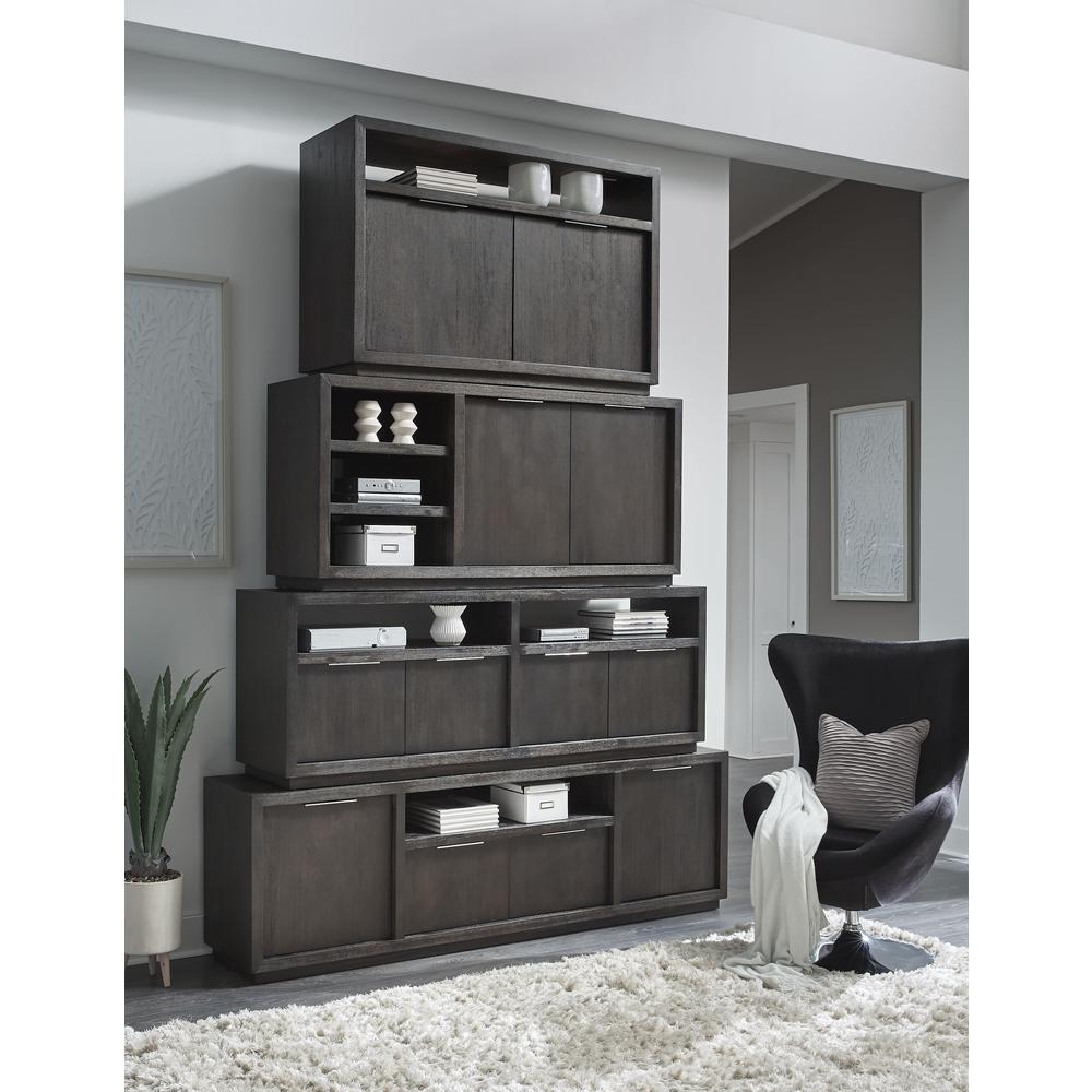 Oxford 64 inch Two Drawer Two Shelf Media Console in Basalt Grey. Picture 2