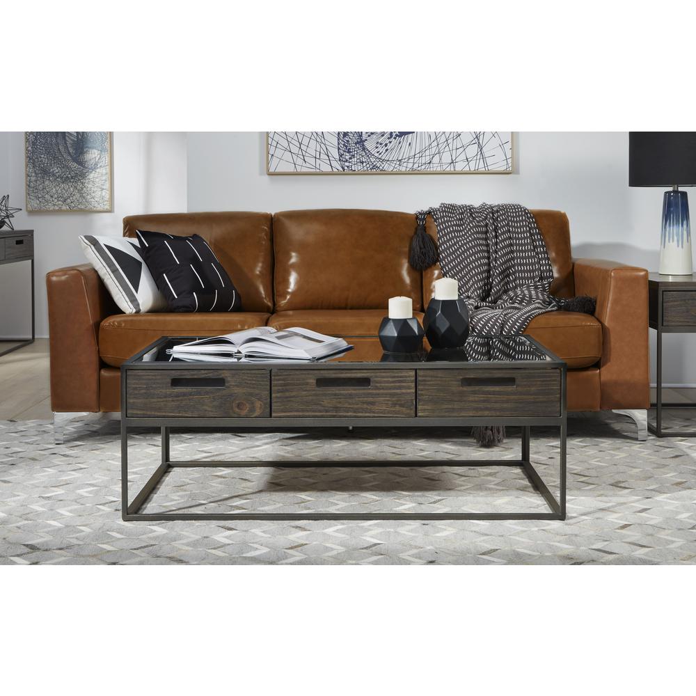 Bradley Three-Drawer Coffee Table in Double Fudge. Picture 1
