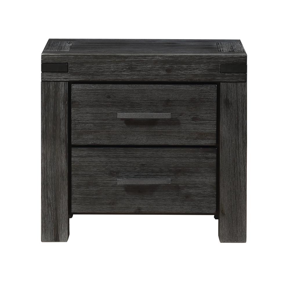 Meadow Solid Wood Two Drawer Nightstand in Graphite. Picture 4