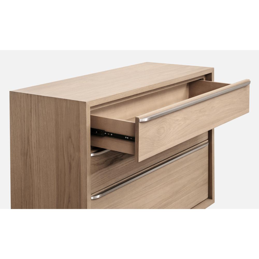 One Coastal Modern Three Drawer USB-charging Nightstand in Bisque. Picture 4