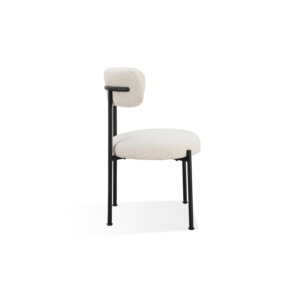 Aere Boucle Upholstered Metal Leg Dining Chair in Ivory and Black. Picture 5