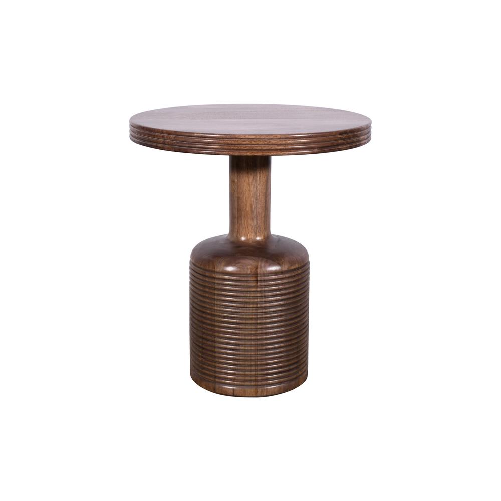 Liyana Solid Wood Round End Table in Natural Tan. Picture 3