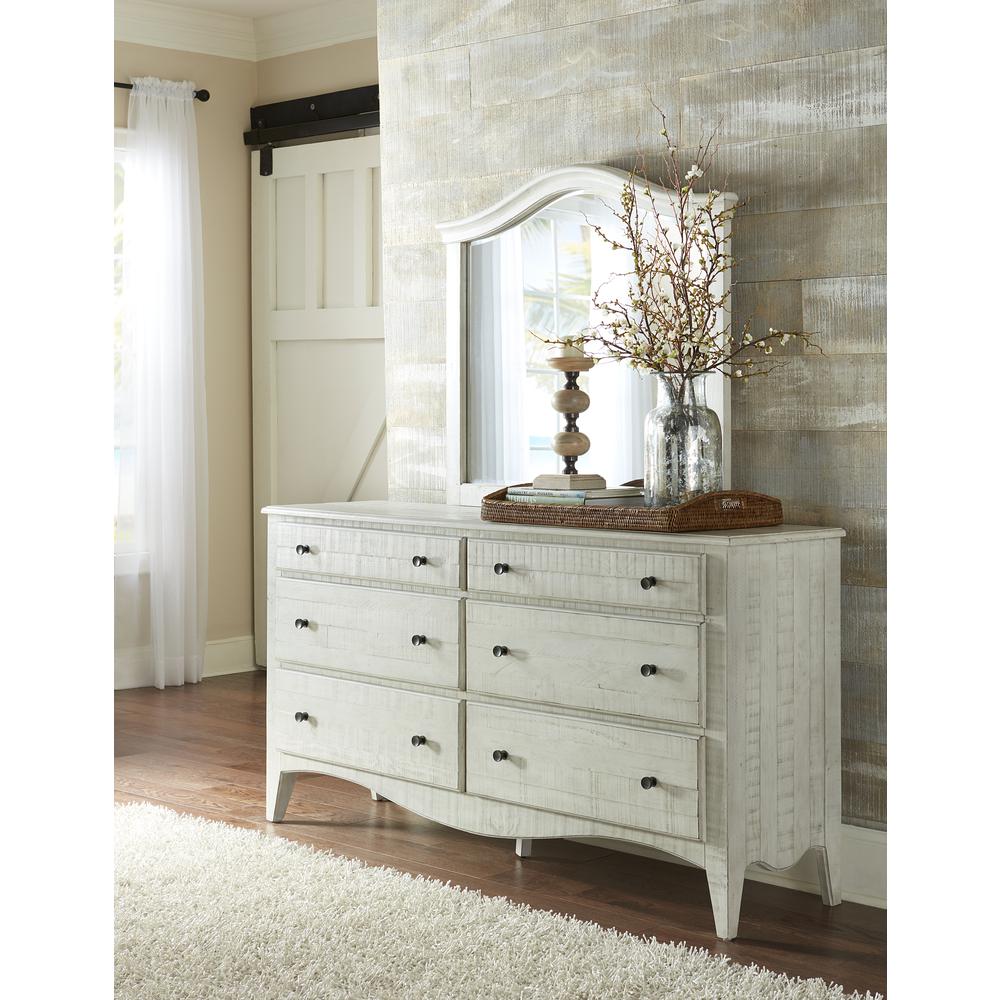 Ella Solid Wood Six Drawer Dresser in White Wash (2024). Picture 1