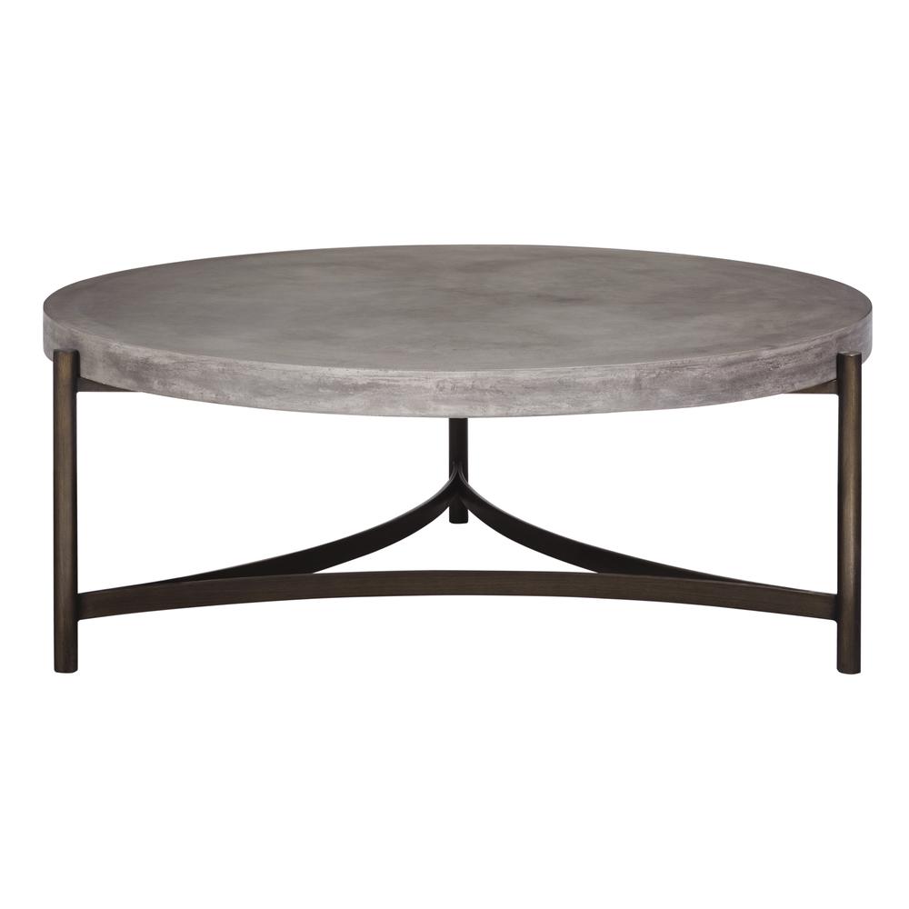 Lyon Round Natural Concrete and Metal Coffee Table. Picture 2