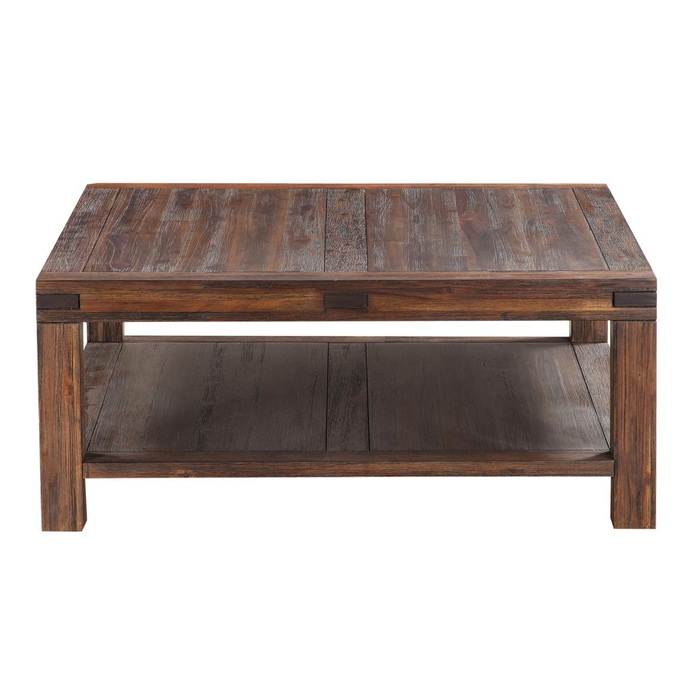 Meadow Solid Wood Square Coffee Table in Brick Brown. Picture 4