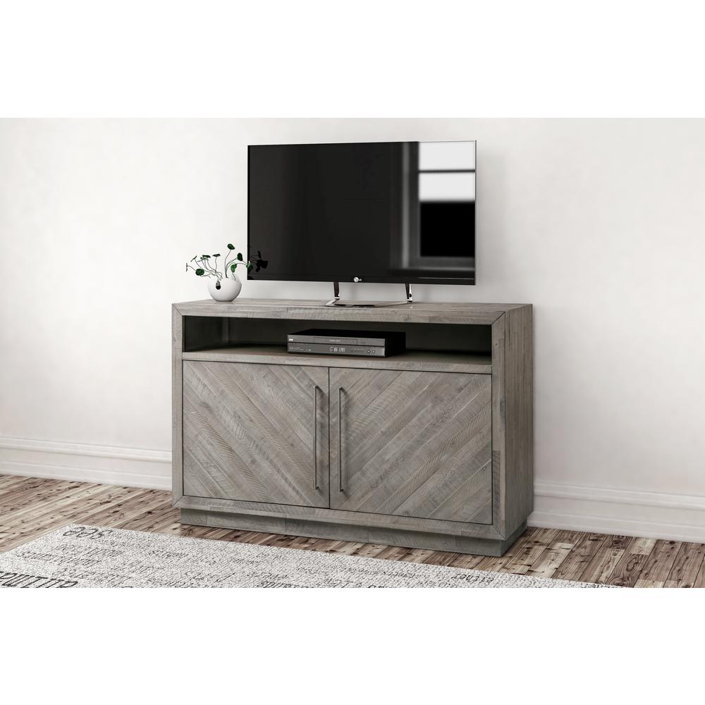 Alexandra Solid Wood 54 inch Media Console in Rustic Latte. Picture 2