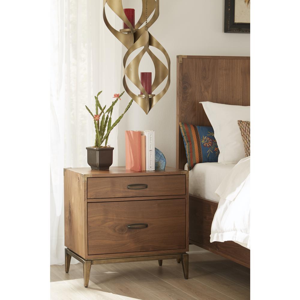 Adler Two Drawer Nightstand in Natural Walnut. Picture 1