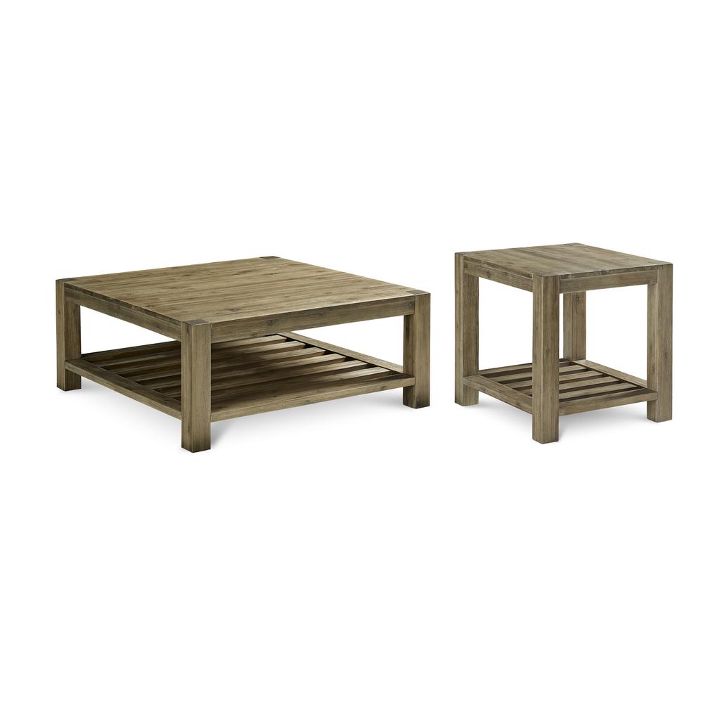 Canyon Solid Wood Square Coffee Table in Washed Grey. Picture 6