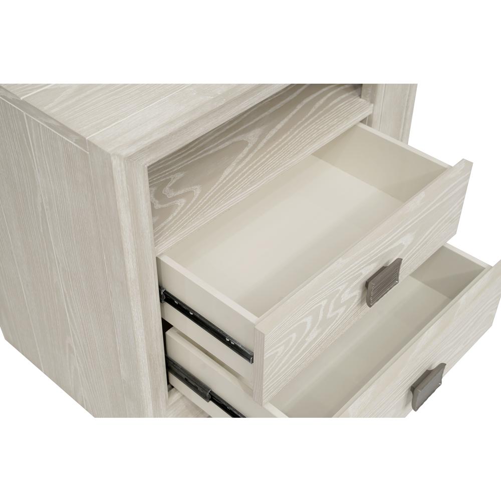 Maxime Two Drawer USB-Charging Nightstand in Ash. Picture 3