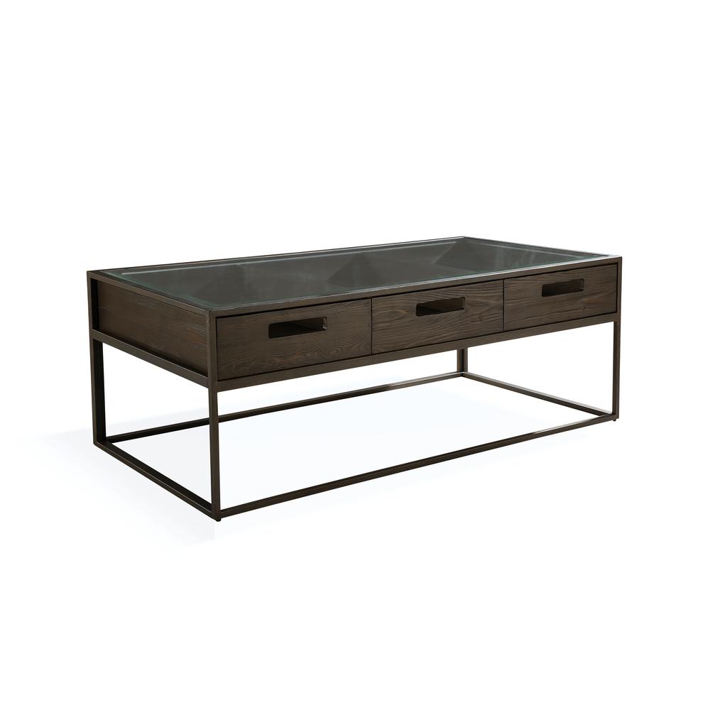 Bradley Three-Drawer Coffee Table in Double Fudge. Picture 5