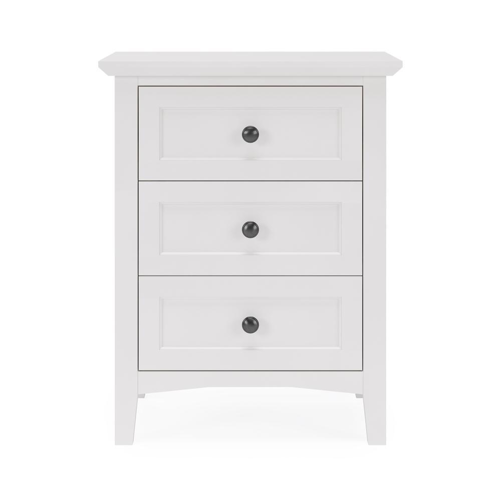 Grace Three Drawer Nightstand in Snowfall White. Picture 3