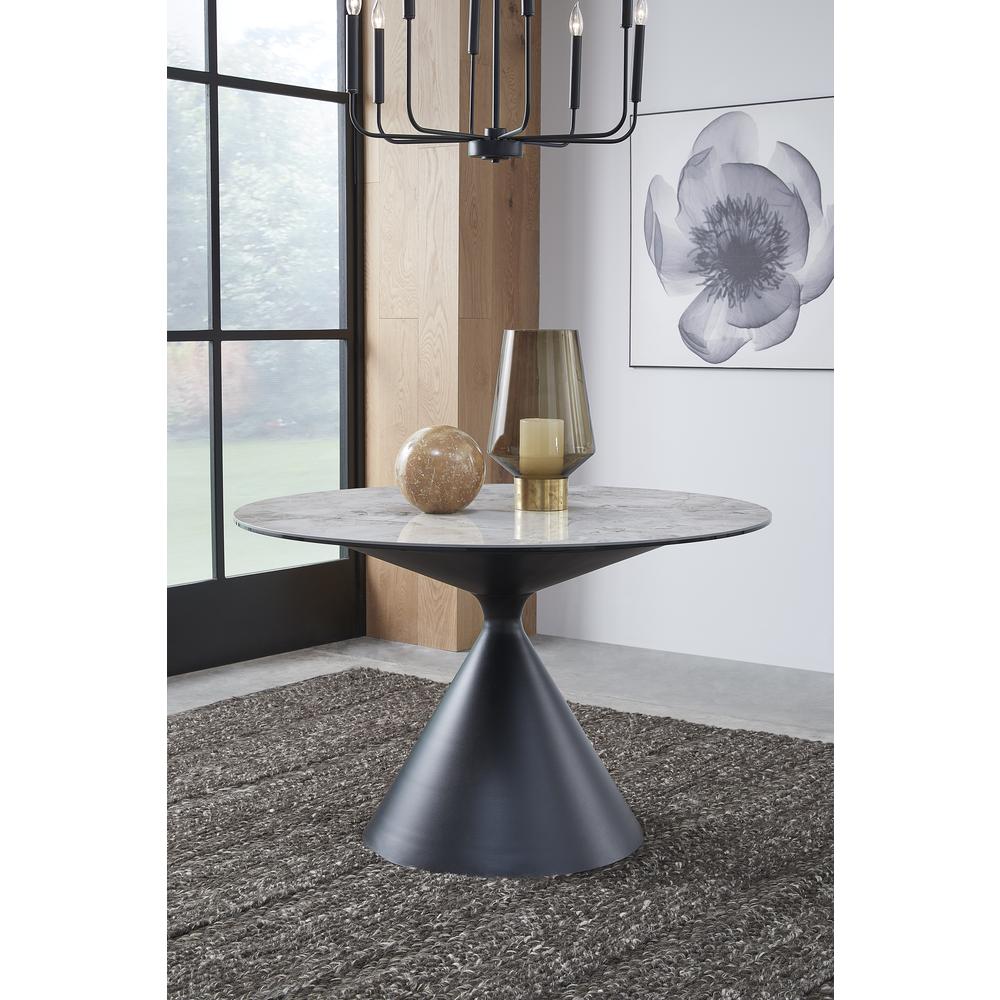 Winston Stone Top Metal Base Round Dining Table in Grigio. Picture 1