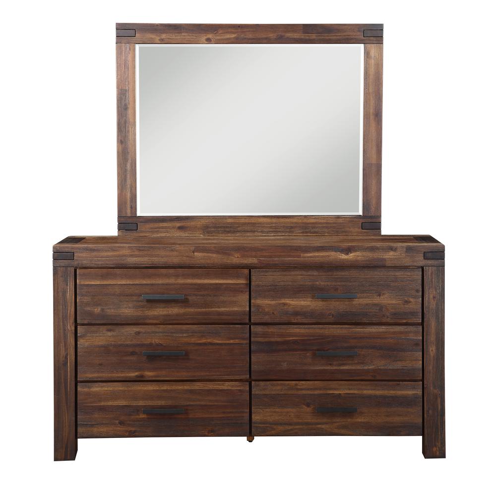 Meadow Six Drawer Solid Wood Dresser in Brick Brown (2024). Picture 1