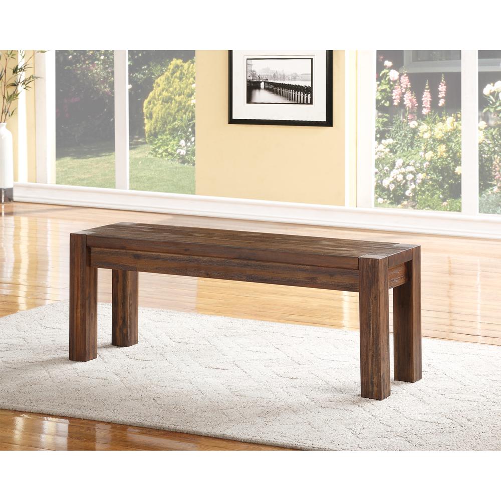 Meadow Solid Wood Bench in Brick Brown. Picture 1