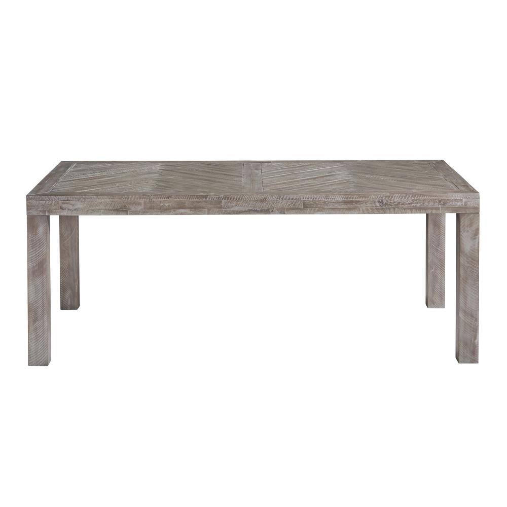 Herringbone Solid Wood Rectangular Dining Table in Rustic Latte. Picture 5