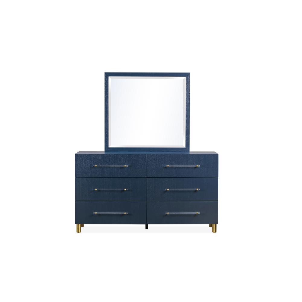 Argento Six Drawer Dresser in Navy Blue and Burnished Brass (2024). Picture 7