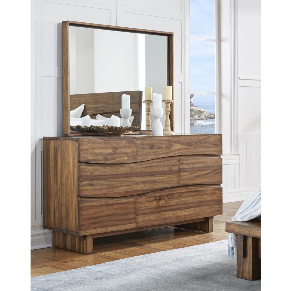 Ocean Six Drawer Solid Wood Dresser in Natural Sengon (2024). Picture 1